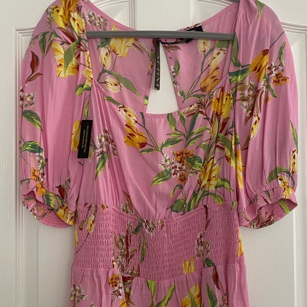 Floral Pink blouse with Puff Sleeves